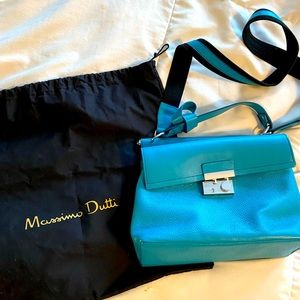 Massimo Dutti Leather Crossbody Bag in Blue